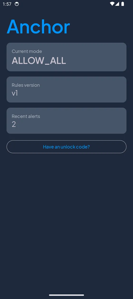 Anchor app screen
